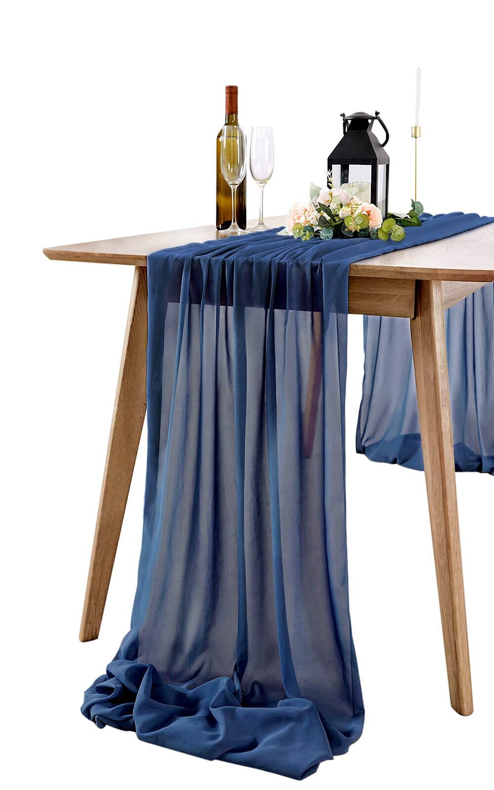 B-COOL Blue Table Runners Chiffon Table Runner 27x120 inch Wedding Table Runner Soft Farbic for Wedding Holiday Thanksgiving Day Christmas Decoration Navy Blue