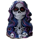 Pacific Giftware Day of The Dead Senorita Backflow Incense Burner Cascading Smoke Skeleton Senorita with Flowing Hair Design Home Decor 6