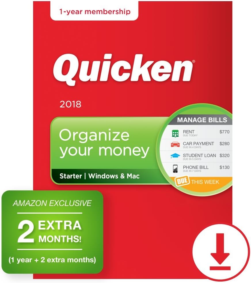Quicken Starter 2018 – 14-Month Personal Finance & Budgeting Software [PC/Mac Download] – Amazon Exclusive (Old Version)
