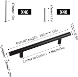 CYEER 20 Pack Black 128mm Cabinet Handles T Bar Stainless Steel Matte Black view 2