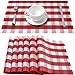 DOLOPL Valentine's Day Placemats Red and White Buffalo Check Table Mats Set of 6 Easy to Clean Wipeable Washable Farmhouse Placemats for Kitchen Dining Table Decorations