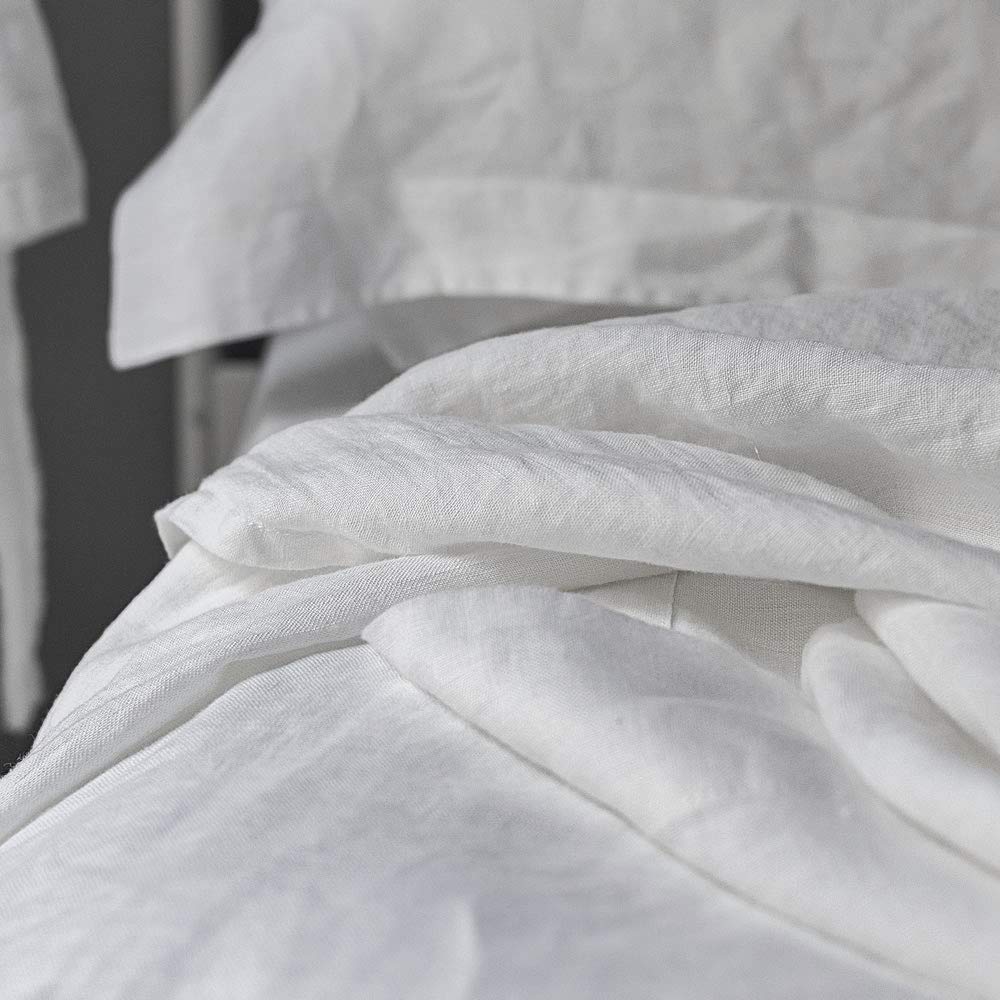 Atlanta - 100% Linen King Size Flat Sheet, 240x280 cm, White, Luxury Bedding Made in Portugal