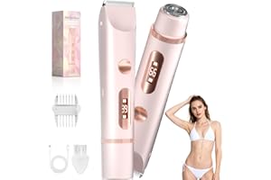 Fanovae Dual-Head Bikini Trimmer for Women – 2-in-1 Electric Razor, IP67 Waterproof Wet & Dry Pubic Hair Trimmer, Face & Body Shaver with LED% Display, USB-C Rechargeable-X1 Pro Petal Pink