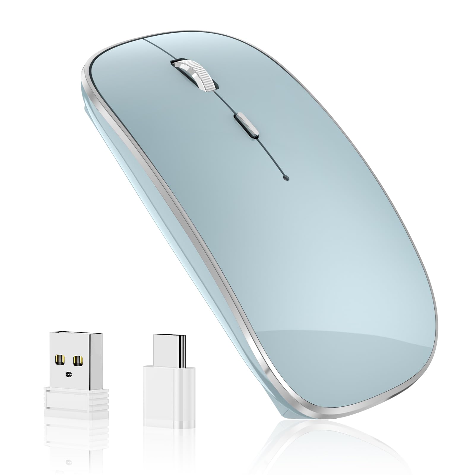 Photo 1 of Halpilt Wireless Mouse Chargeable Portable Silent USB and Type-C Dual Mode Wireless Mouse 3 Adjustable DPI for Laptop, Mac, Mac, Android, PC (Q23S Black) (Blue)