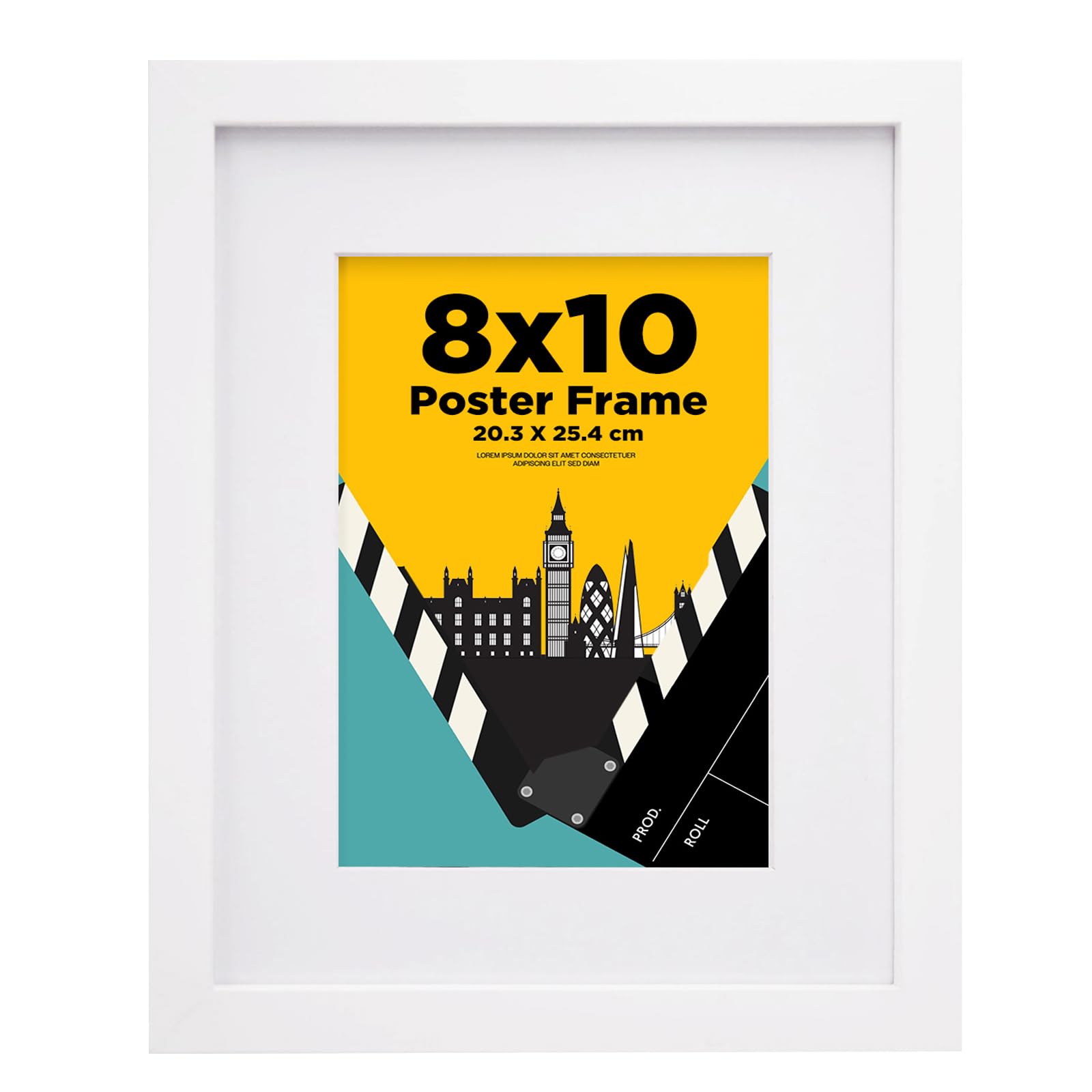 EGOFINE 10x8 Picture Frame,100% Solid Wood Frame with 7x5 Mat,10x8 Photo Frames with Acrylic Glass,20x25 cm Poster Frame for Tabletop and Wall Mounting,White