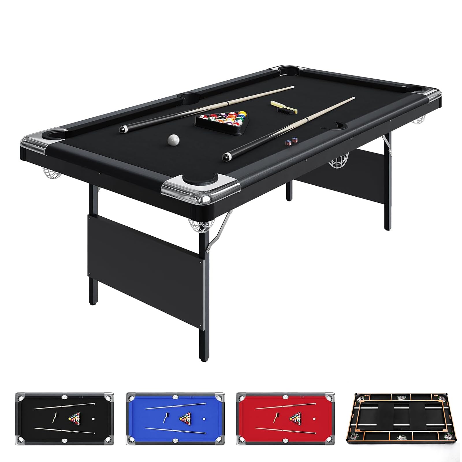 Photo 1 of ***MINOR DAMAGE, USED***GarveeLife 7 Foot Pool Table, Portable Billiards Tables, Folding Pool Table Includes Full Set of Billiard Balls, 2 Cue Sticks, Chalk & Felt Brush for Family Game Room