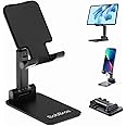 BobBros Cell Phone Stand, Adjustable Phone Stands, Folding Phone Holder, Angle Height Phone Dock Cradle Holder for Desk, Compatible with All Mobile Phone, iPhone, iPad, Tablet, Desk Accessories