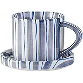 CACXKEP Espresso Cups Ceramic Coffee Mug Series European Striped Dot Coffee Cup And Saucer Mug Cake Plate Afternoon Tea Set Tea Cup And Saucer,A