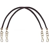 Beaulegan Purse Leather Handles Replacement for Handbag/Shoulder Bag 2 PCS, 24.4 Inch Long Dark Brown（Gold Clasp）
