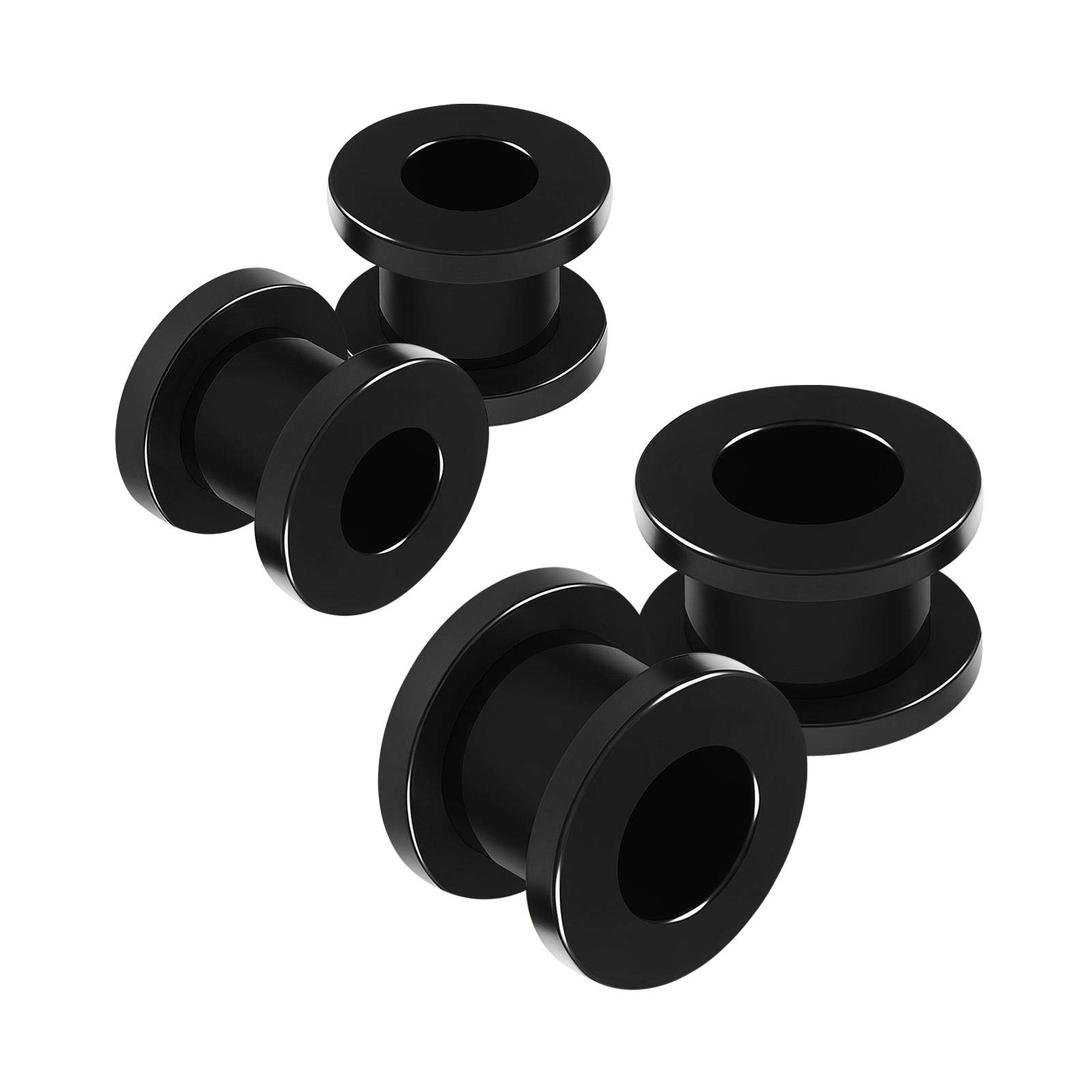 4PCS Acrylic Black 0g 8mm 00g 10mm Flesh Screw Ear Gauge Earring Tunnel Plug Stretcher Piercing Jewellery 4537