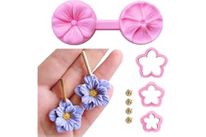 Keoker Flower Petal Clay Cutters - Polymer Clay Cutters for Earrings Making, 4 Shapes with Polymer Clay Petal Press Mold, Cla