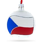 Flag of Czech Republic Glass Ball Christmas Ornament 3.25 Inches