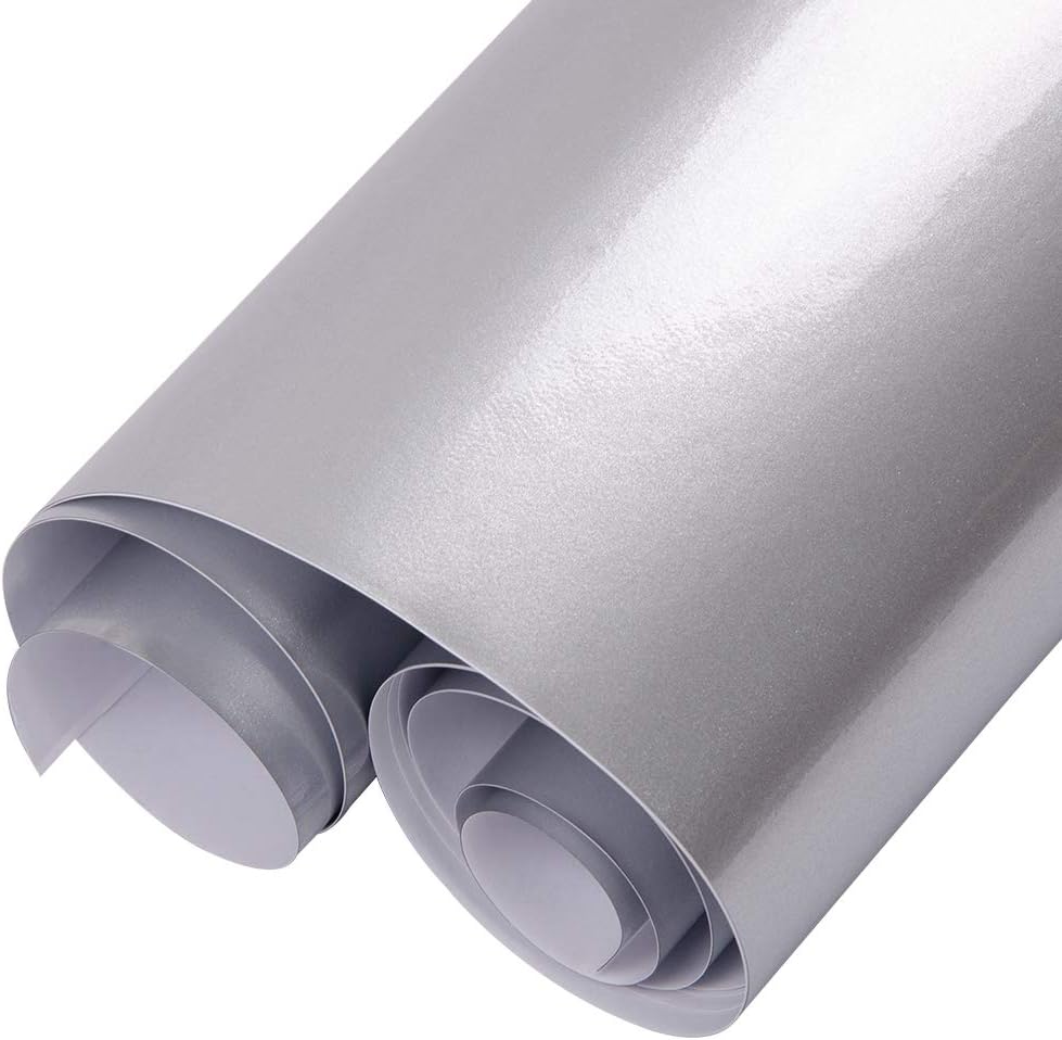 HOHOFILM 152cmx30cm Glossy Pearl Silver Automotive Car Vinyl Wrap Paint Protective Foil Self-Adhesive Air Release for Car Interior Exterior