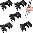Patelai 5 Pairs Reusable Chopstick Helpers Practice Chinese Chop Stick Training Chopsticks for Many Age, Adult, Beginner, Trainers or Learner (Black)
