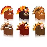 12Pcs Thanksgiving Gift Boxes,3D Turkey Reusable Goodie Treat Boxes, Thankful Turkey Cupcake Candy Boxes for Thanksgiving Party Supplies Table Centerpiece Decoration