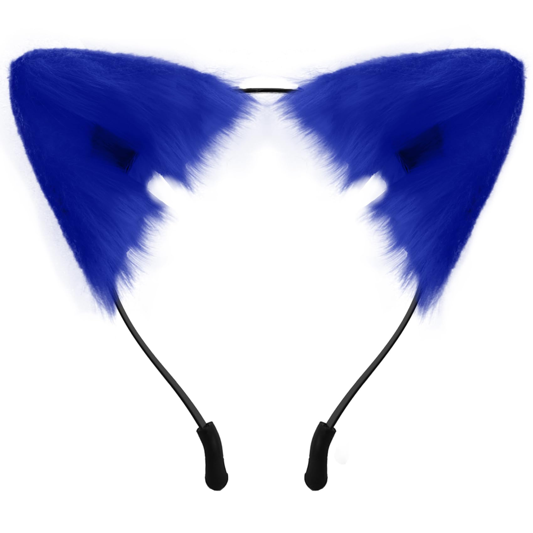 SycloPak Furry Animal Ears Headband - Adjustable Fox/Wolf/Cat Ears for Cosplay Costume, Halloween Party Accessories for Women & Men (Blue)