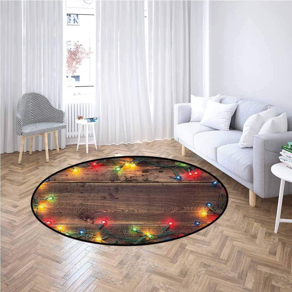 Christmas Round Indoor Outdoor Rug Christmas at Countryside Theme