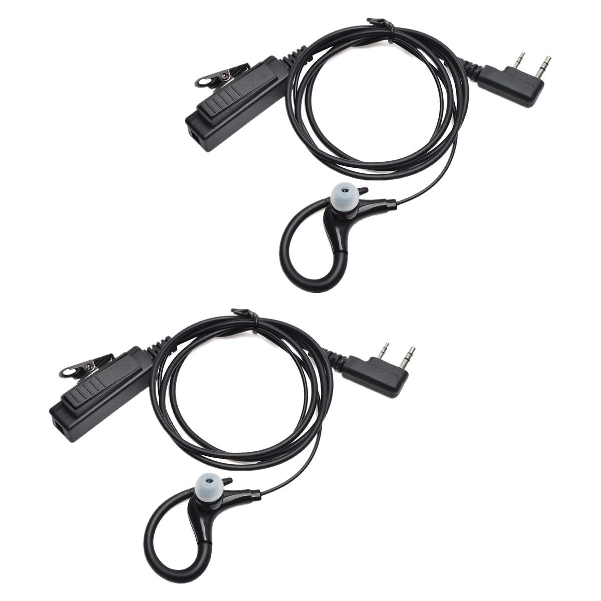 HYS 2 Pin Radio Earpiece Compatible with Kenwood Baofeng UV-5R, G Shape Ear Pieces with Mic, Walkie Talkie Headset for Security Police(2 Pack)
