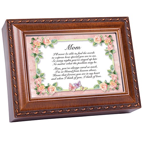 Cottage Garden Mom Woodgrain Music Box Plays Wind Beneath Wings