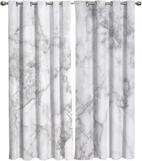 Amazon Com Fortunehouse8 Blackout Curtains Thermal Insulated Classic White Marble Grain Room Drapes Window Curtain For Bedroom Living Room Set Of 2 Curtain Panels Home Fashion 52x72inch Home Kitchen