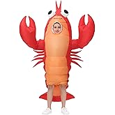 Searhmomo Inflatable Lobster Costume for Kids, Funny Halloween Lobster Blow Up Costumes Crawfish Costume with Huge Pincers for Boys Girls Cosplay Party