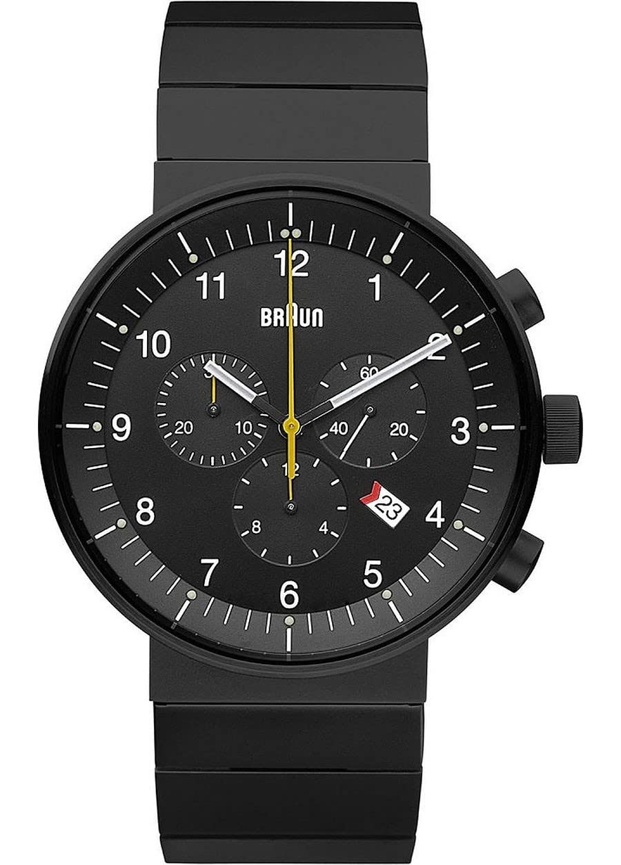 Braun Men's Quartz Watch with Black Dial Analogue Display and Black Stainless Steel Bracelet BN0095BKBKBTG