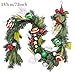 Valery Madelyn Pre-Lit 6 Feet Classic Collection Splendor Red Green White Christmas Garland with 20 LED Lights and Ball Ornaments for Front Door Window Fireplace Mantle Xmas Decor, Battery Operated