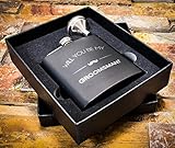 Will You Be My Groomsman Gift Flask Box Set- Asking Groomsmen Flasks- Gifts For Men, Proposal Wedding Favor – Extra Thick 5mil #304 Stainless Steel, Laser Engraved Design, Black Flask 2pc WYBMG