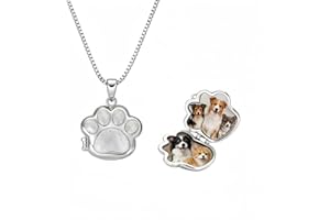 Exclugleam Custom Pet Paw Locket Necklace with Picture, Dog Memorial Gifts, Personalized Photo Cat Dog Necklace for Women