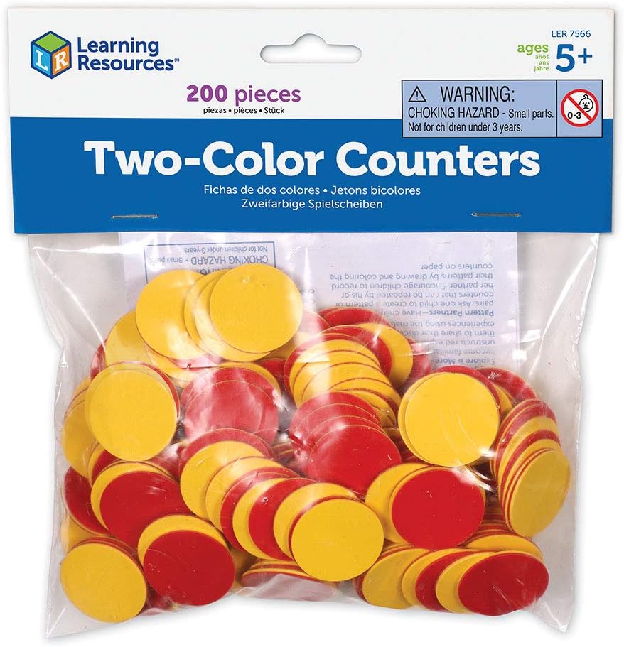 Learning Resources Two-Color Counters, Red/Yellow, Educational Counting, Sorting, Patterning, and Probability Activities, Set of 200, Grades K+, Ages 5+ : Childrens Mathematics Learning Aids : Office Products