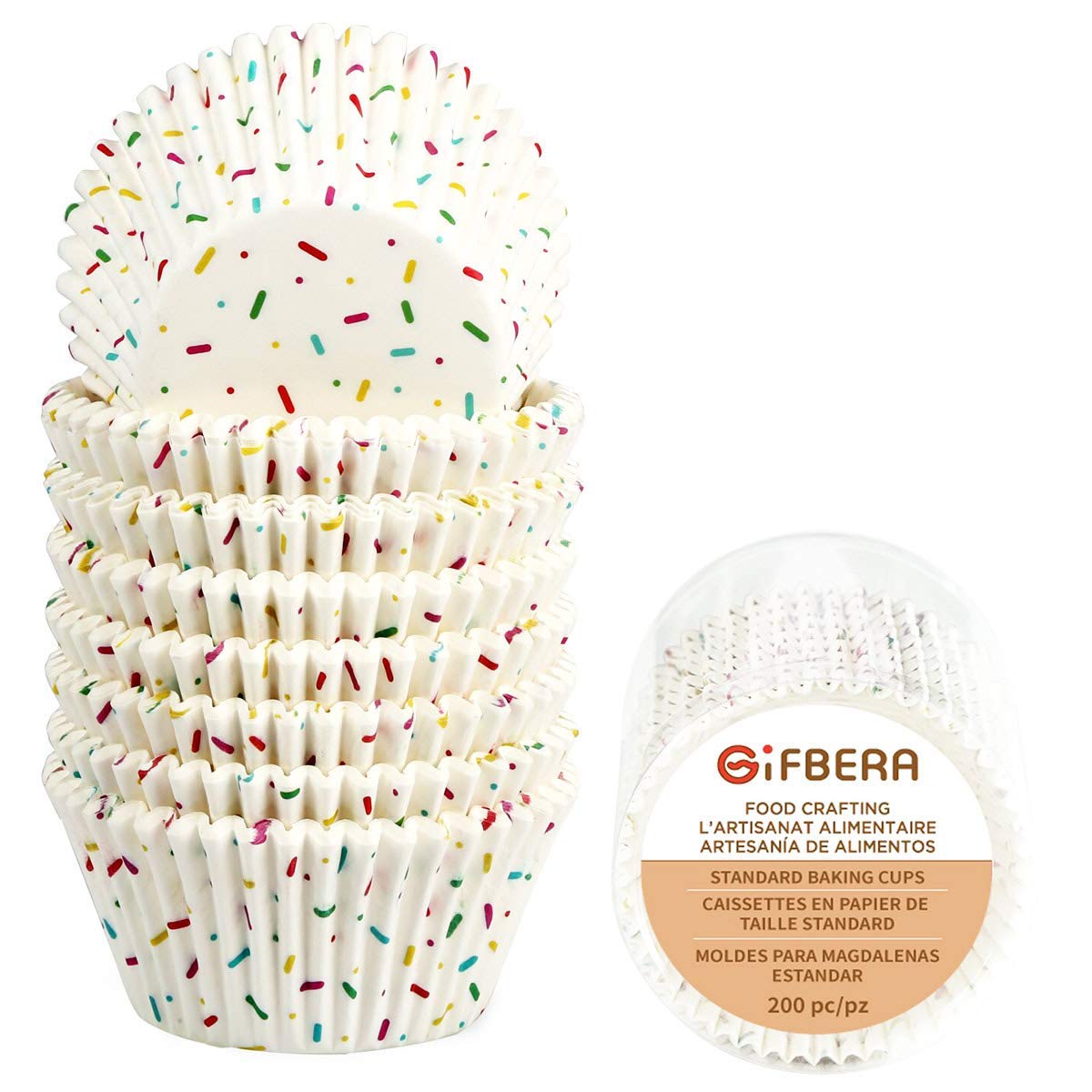 Gifbera Paper Cupcake Cases 200Pcs Muffin Cases for Baking Cup Cake Cases for Baking Cups Bun Cases Greaseproof Cupcake Cups Cupcake Liner for Birthdays, Parties, Coronation, Weddings Decorations