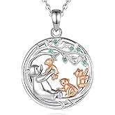 EUDORA Sterling Silver Mother Daughter Necklace for Women, Mama Son Daughter Necklace Pendant for Mom and Daughter,Mom Jewelry from Daughter Mother's Day Gift for Mother Daughter Aunt Grandma