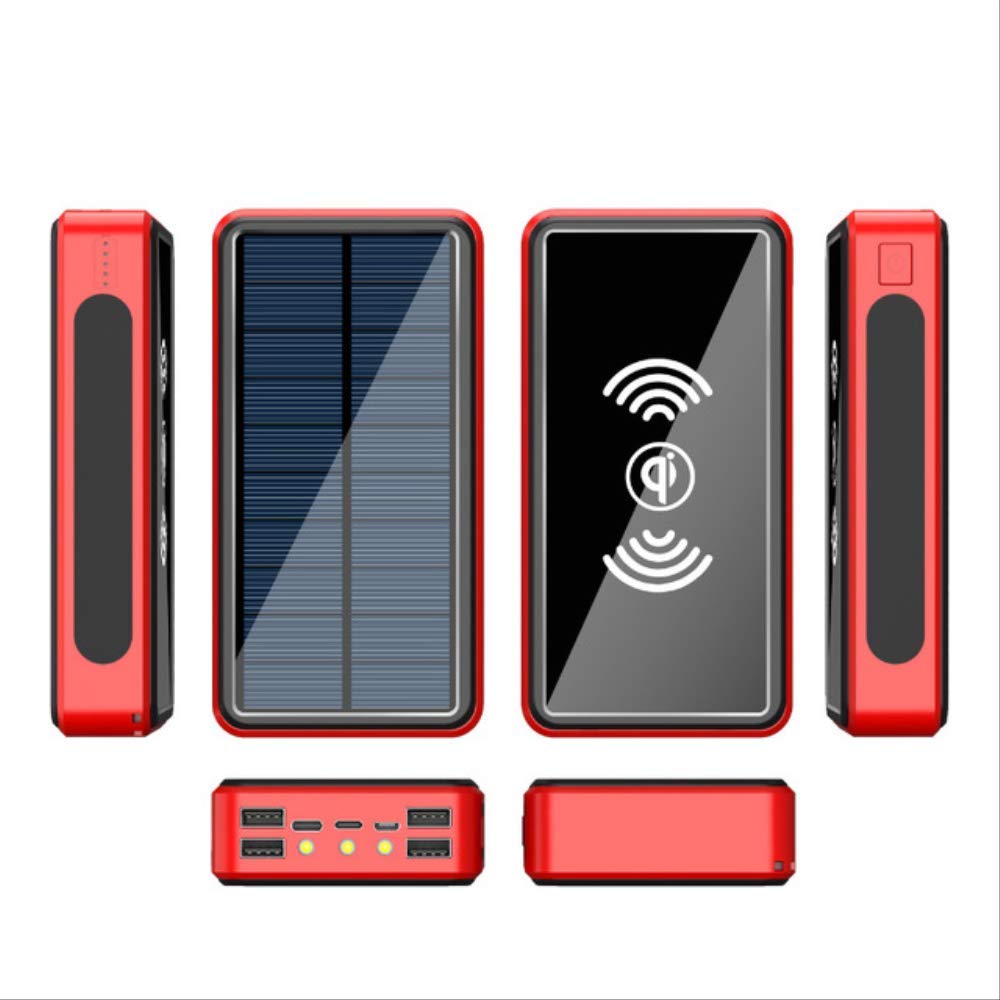 2pcs80000mah Wireless Solar Power Bank Portable Phone Fast Charging External Charger Powerbank 4 USB