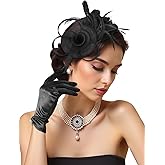 2Pcs 50s Fascinators Hats for Women Wedding Cocktail Flower Mesh Ribbons Feathers Church Tea Party Hats and Lace Glove