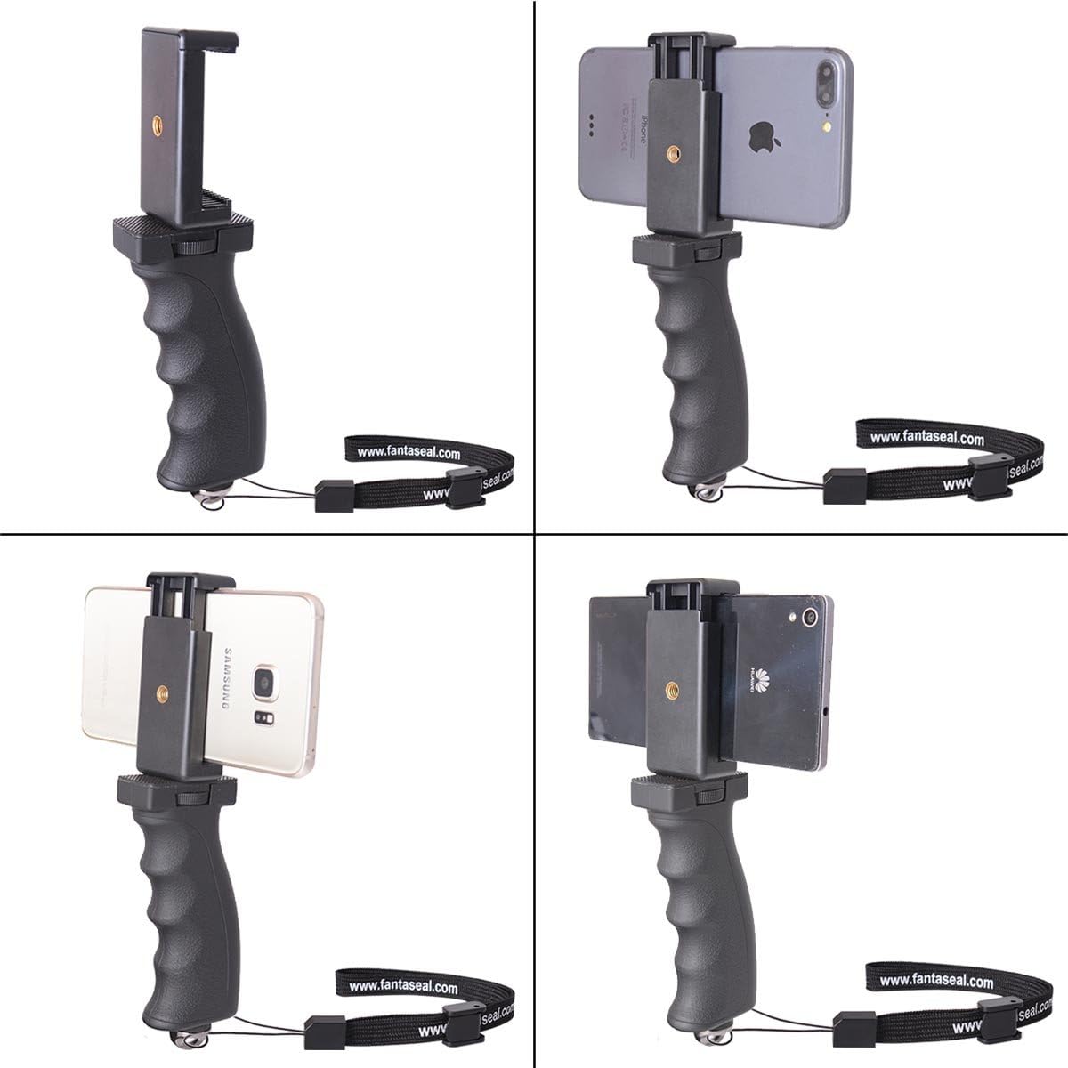 Fantaseal Ergonomic Cell Phone Smartphone Holder, Phone Selfie Stick Hand Grip Stabilizer Handheld Mount Phone Handle Support Steadycam Compatible with iPhone Xs X Nexus LG HTC Samsung etc: Camera & Photo
