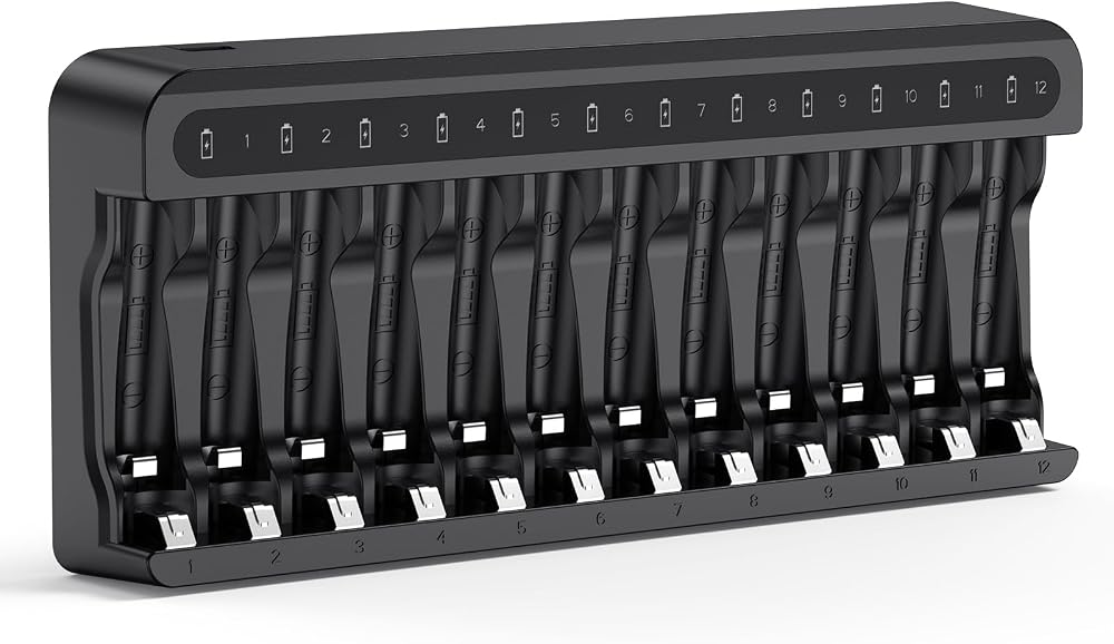 POWEROWL 12 Bay Charger for AA/AAA Ni-MH Rechargeable Batteries ZN1224E