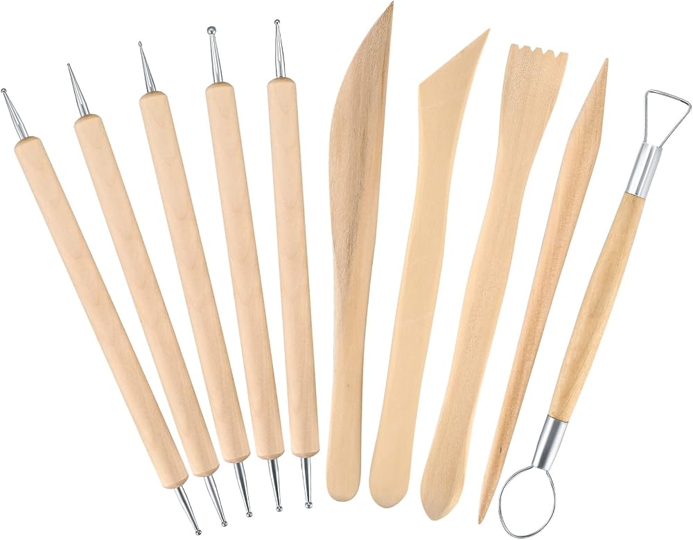 Xiaomoyu Clay Tools Set 10 pcs Wooden Polymer Clay Sculpting Kit