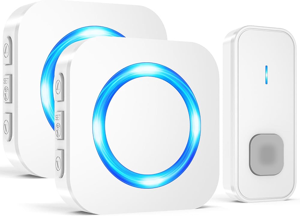SURFOU Wireless Doorbell 400m Range 55 Melodies 5 Levels 2 Receivers