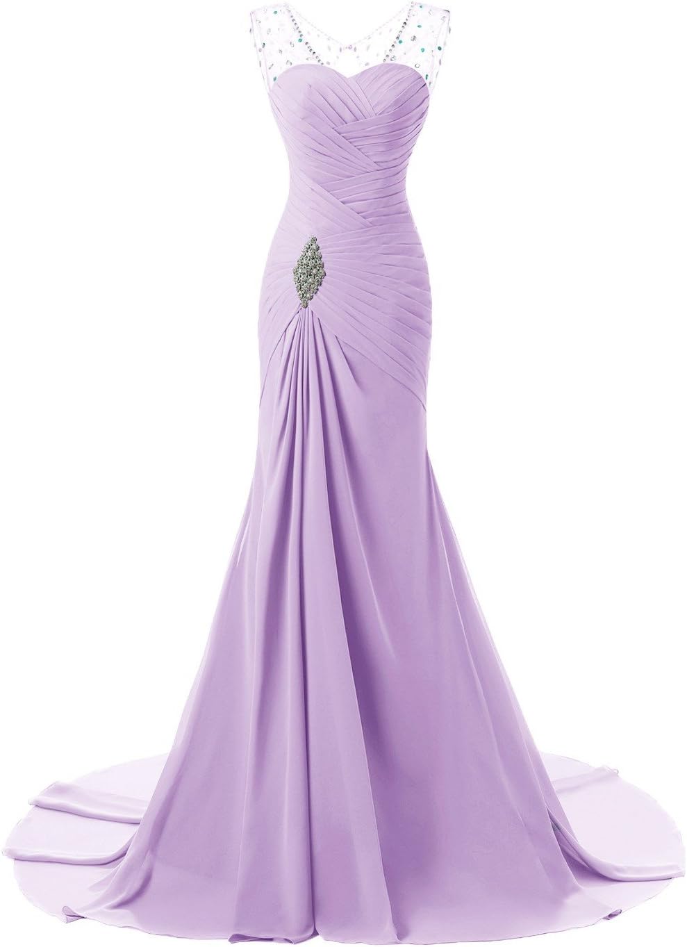 Women's Mermaid Party Dresses Chiffon V-Neck Bridesmaid Dress Long