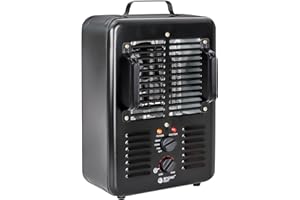 BEYOND HEAT Milkhouse Space Heater, 1300W/1500W Electric Heater with Thermostat, 3 Heat Settings, Safe and Quiet for Home Garage Workshop Warehouse, Black