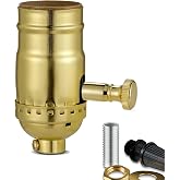 Full Range Dimmer Lamp Socket, Dimmable Lamp Switch Replacement, Vintage E26 Light Bulb Socket with Dimming Switch Knob for Table Floor Light, UL (1, Gold Color)