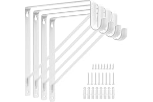 AYAYGD 4PCS Heavy Duty White Closet Rod Brackets 11 x 11 Inch,1-3/8Inch Diameter Shelf and Rod Bracket Holder for Home and Closet Decor, Wall Mount Closet Pole Supports Bracket Hook with Screws