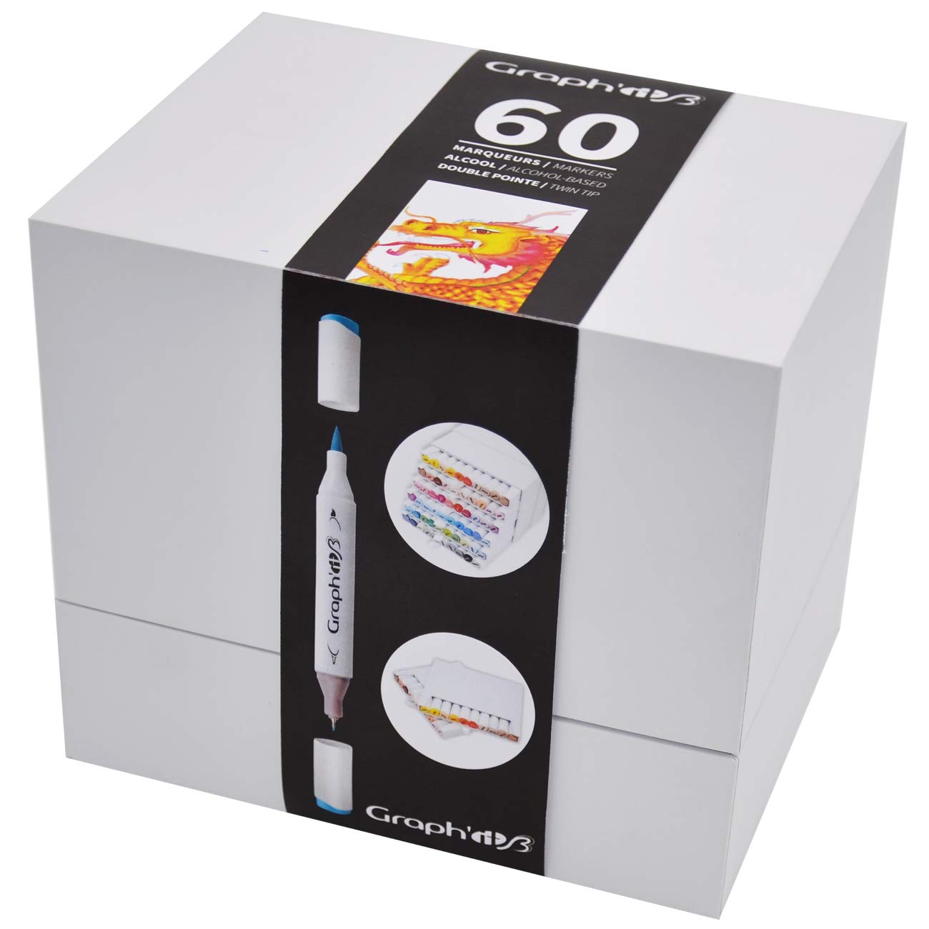 GRAPH'IT Brush Markers Set of 60 Assorted Brush/Extra Fine