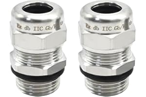 VIKKSAER 2Pcs 1/2 Inch NPT Stainless Steel Waterproof Cable Gland, Adjustable 8-12mm Cable Gland Protectors, for Electrical Junction Boxes Cabinets Enclosures
