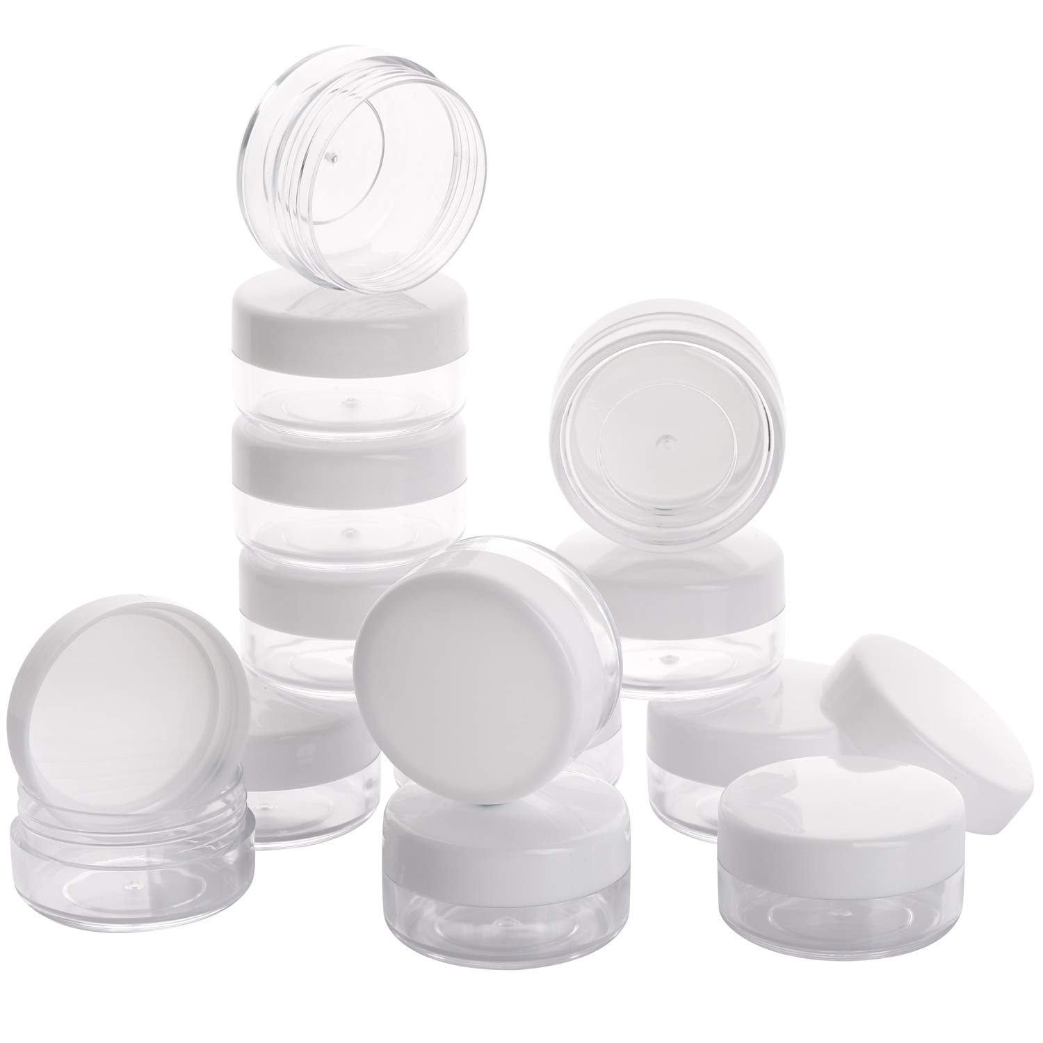 100 Packs Product Containers with Lids 10g Plastic Jars Refillable Traveling Jars Empty Cosmetic Containers for Toiletries: Beauty