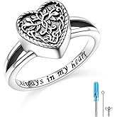 DAOSHANG 925 Sterling Silver Pet Paw/Oxidation Tree of Life Urn Rings for Women Engraved Always In My Heart Cremation Keepsake Jewelry for Ashes Heart-shape Celtic Knot Ring Easter