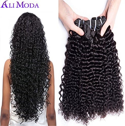 Ali Moda 8A Curly Wave 4 Bundles Hair 100% Unprocessed Peruvian Human Virgin Hair Weave Extensions Natural Color (20 22 24 24)