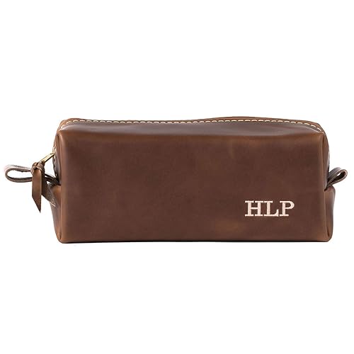 monogrammed leather dopp kit