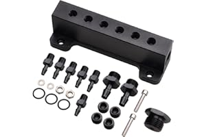 CNRAQR 6 Port Vacuum Block Intake Manifold Kit Fuel Wastegate Turbo Boost 1/8NPT Compatible with Boost Controllers and Meters,for Racing