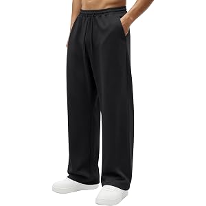 Hardaddy Men's Lightweight Sweatpants Baggy Straight Open Bottom Wide Leg Drawstring Lounge Athletic Pants with Pockets